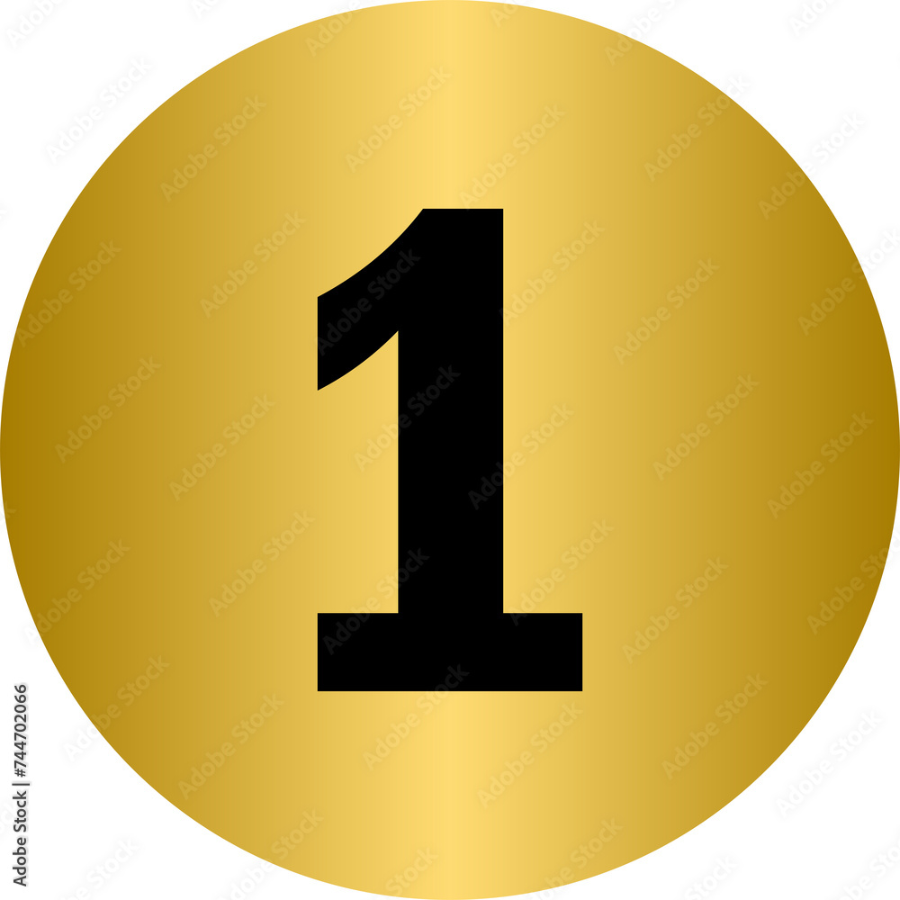 Golden number 1 with rounded circle frame Golden number 1 with rounded circle frame