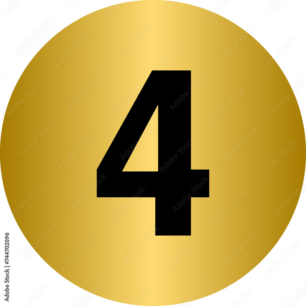 Obraz premium Golden number 4 with rounded circle frame