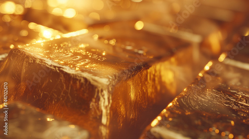  Precious shiny gold bars. Background for finance banking concept. Trade precious metals. Bullions