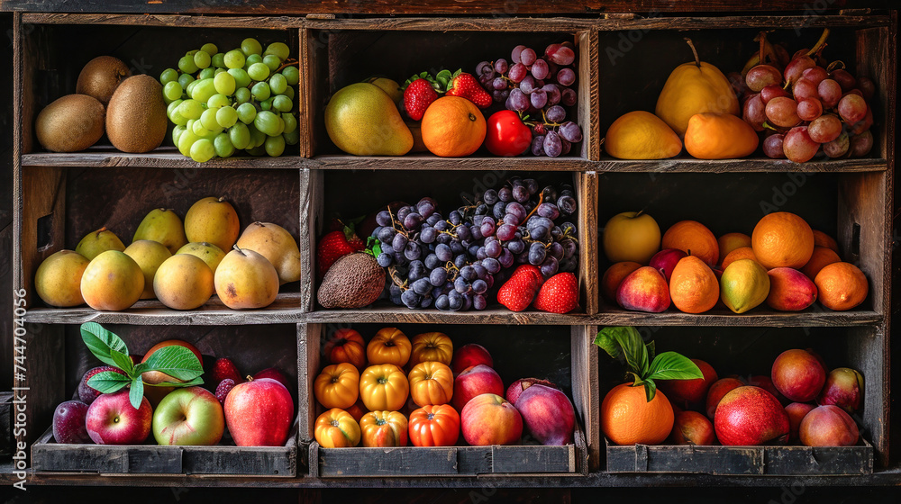 Assorted Fruits on Wooden Crates Assorted Fruits on Wooden Crates