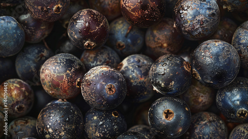close-ups of individual Juniper berries.
