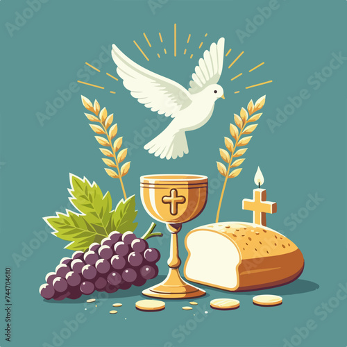 Unleavened Bread Chalice Of Wine And Crown Of Thorns ILLUSTRATION