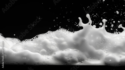 Soap foam, lather isolated on black, with clipping path, texture and background photo