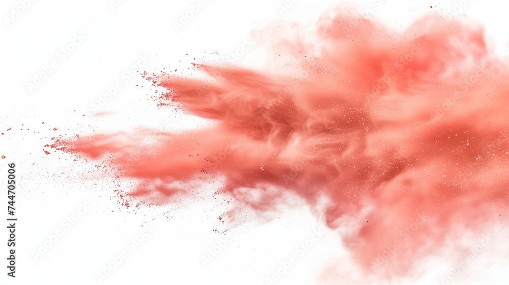 Transparent PNG available Red chalk pieces and dust flying, effect explode isolated on white
