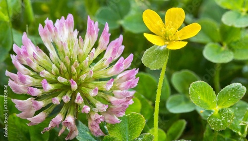 clover and little yellow flower