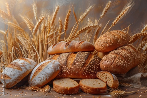 Symbol of bread rolls and wheat stem.