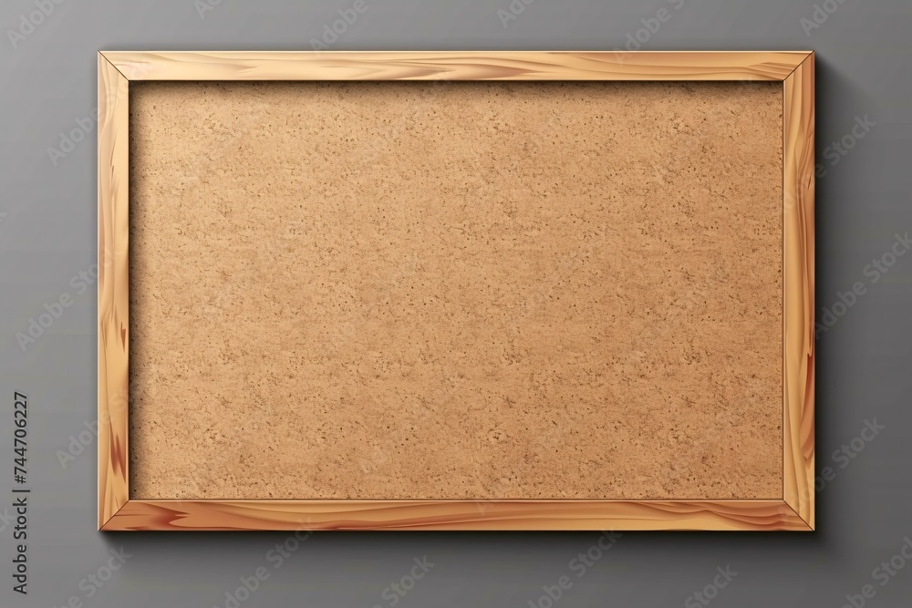 Fototapeta premium Realistic 3D corkboard with wooden frame, isolated on transparent background, ideal for school or office use.
