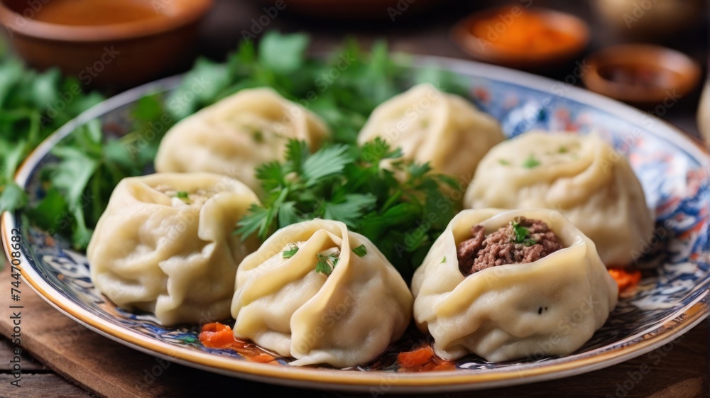 A bowl of traditional Ossetian dumplings A bowl of traditional Ossetian dumplings
