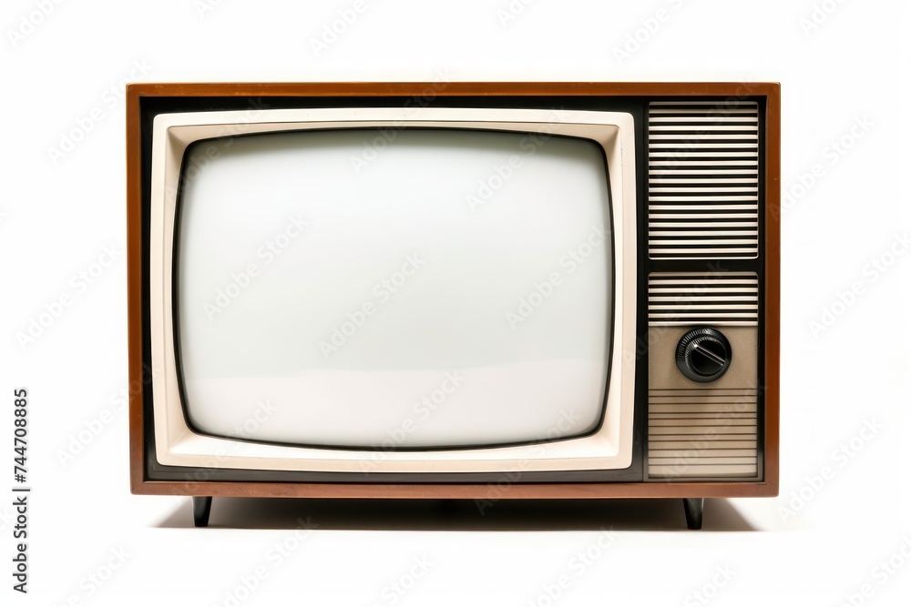 Vintage TV Classic Retro Television on White Background