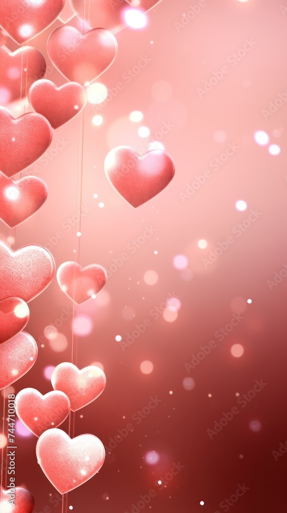 Sparkling Hearts Valentine's Day Background Romantic 3D Design