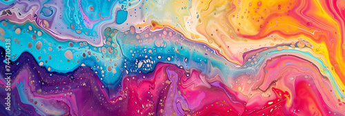 Abstract art painting where colors transform into cascading waterfalls and flowing rivers.