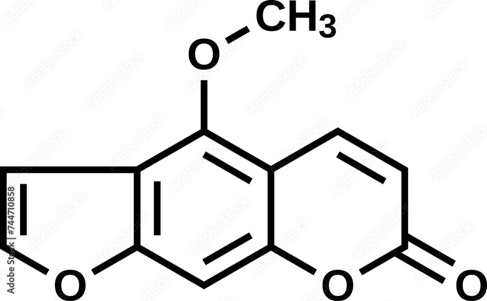 Fototapeta premium Bergapten structural formula, vector illustration