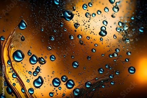 An abstract composition of oil droplets on a lens, creating a dreamlike and otherworldly perspective on the impact of oil on our visual perceptions.
