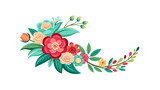 Floral design with leaves and flowers. Vector