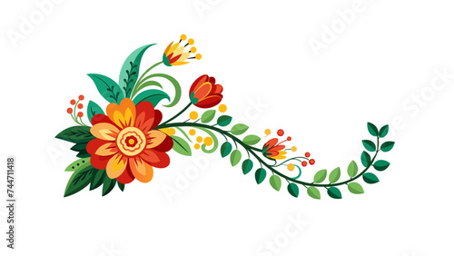 Floral design with leaves and flowers. Vector