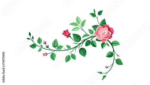 Floral design with leaves and flowers. Vector