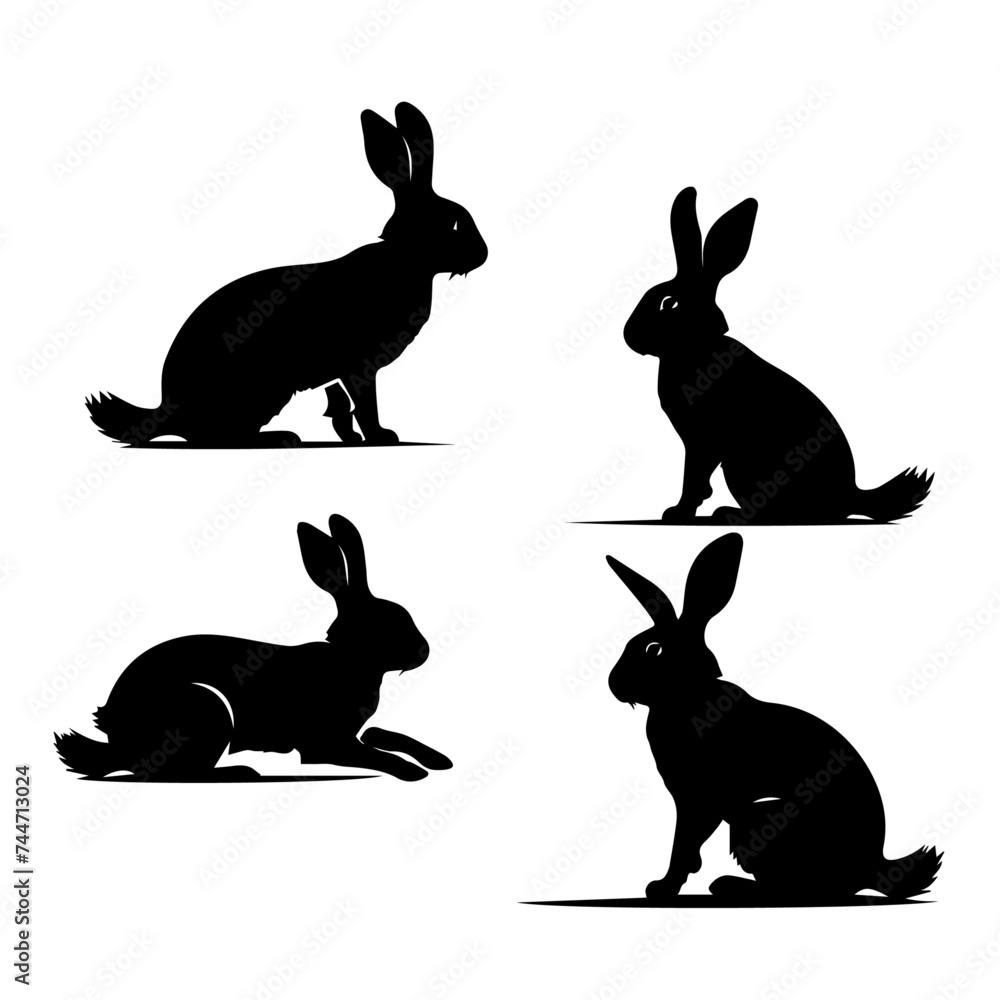Rabbits silhouette design vector