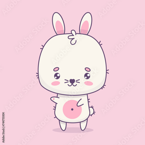 Cute bunny animal kawaii. Vector illustration. Kids collection