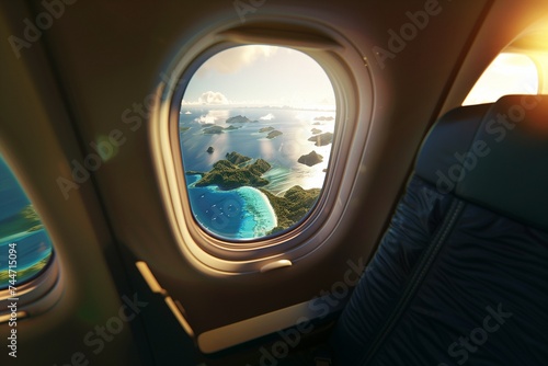 Tropical islands view from airplane window © SFotoz