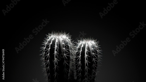 a black and white photo of a cactus with bright lights on it's top of it's head.