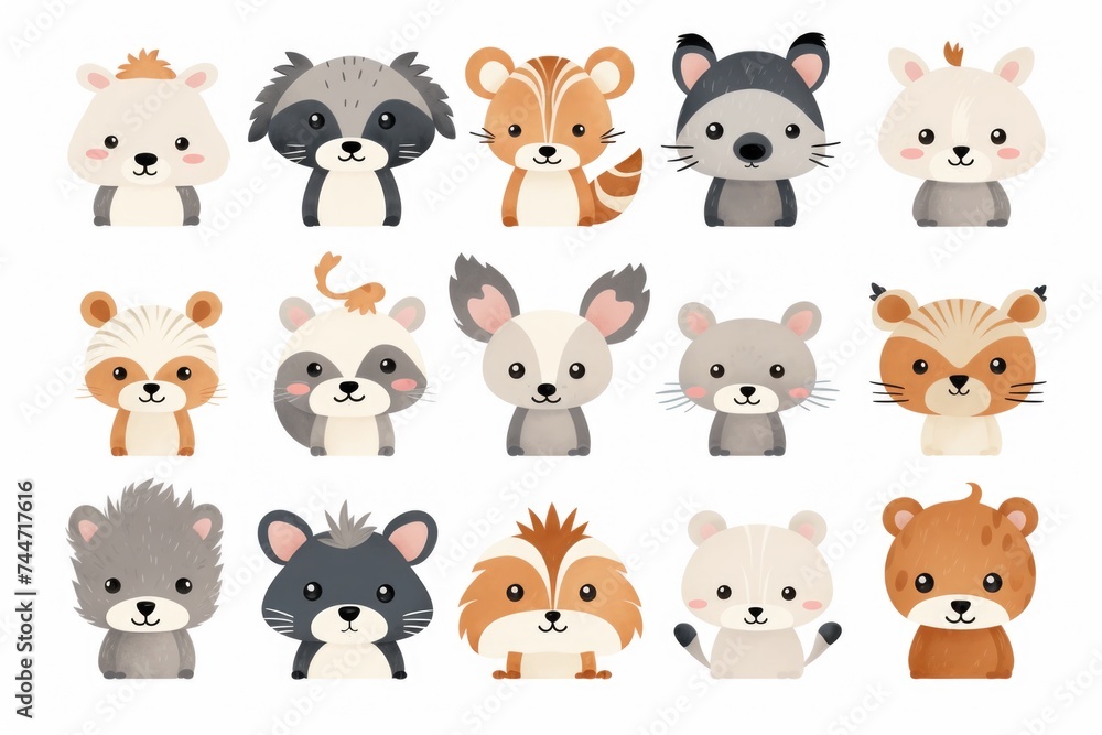 Collection of diverse animals on a plain white backdrop. Ideal for educational materials Collection of diverse animals on a plain white backdrop. Ideal for educational materials