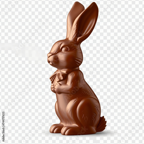 Chocolate Easter bunny isolated on transparent background. Vector realistic illustration. photo