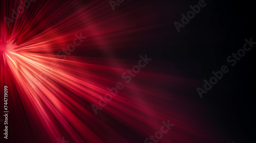 Abstract background with red rays of light. Rays of light in the dark.