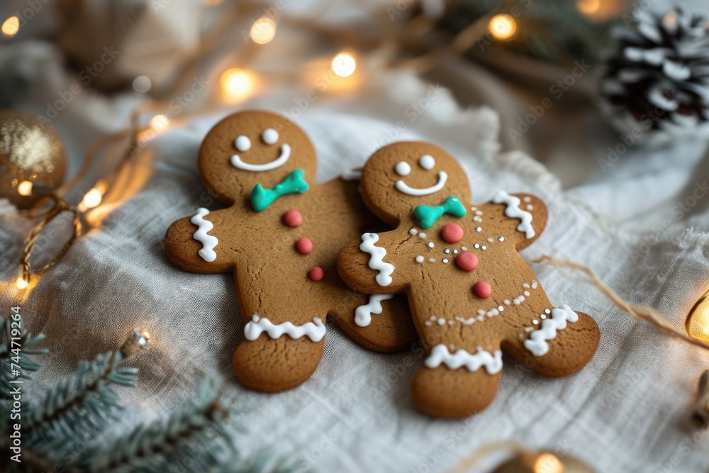 Cute Gingerbread Couple: Happy Holiday Illustration