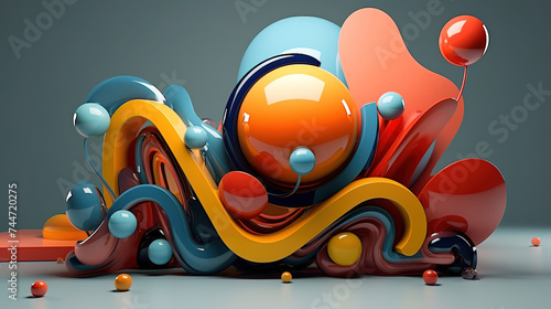 3D abstract composition, Bright color