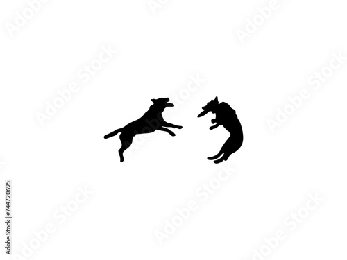 Frisbee dog animal silhouette. Good use for symbols, logos, web icons, mascots, signs, or any design you want.