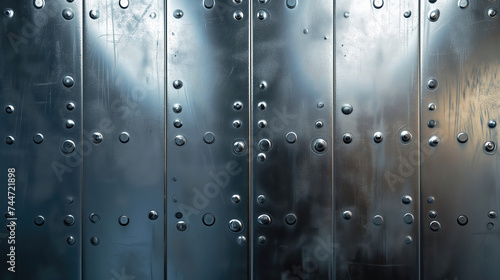 Shiny steel metal texture background with rivets,