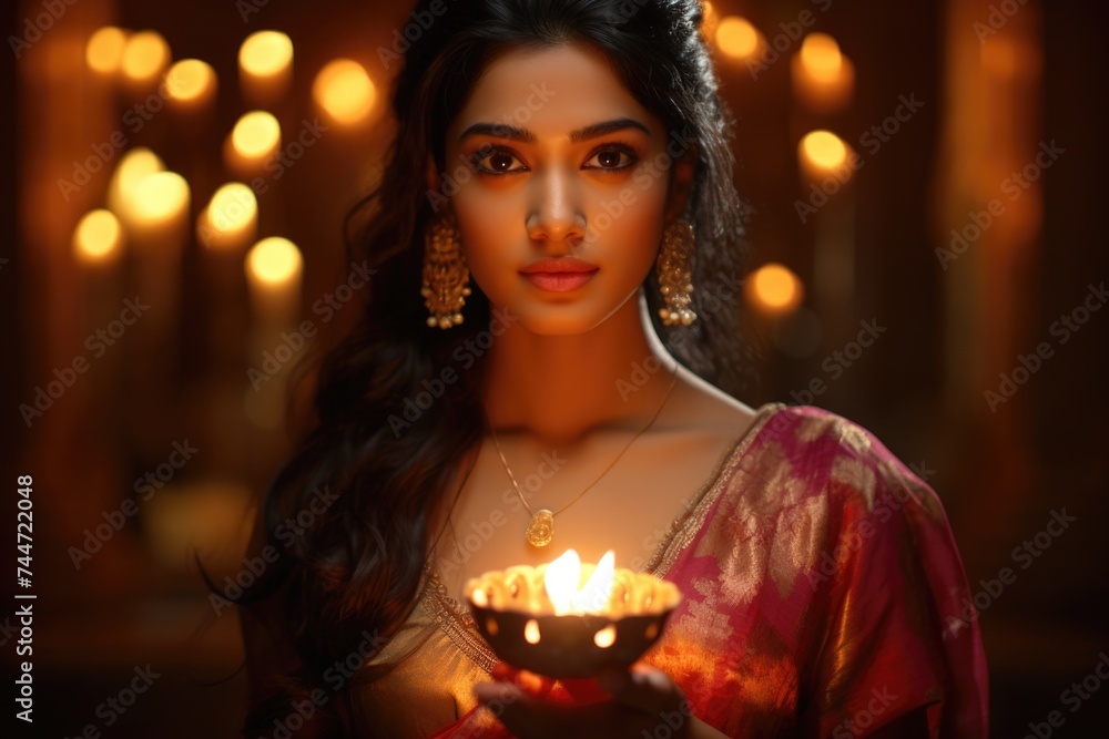 A beautiful woman holding a candle, perfect for various projects A beautiful woman holding a candle, perfect for various projects
