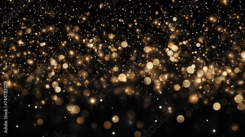 Elegant black and gold background with sparkling lights. Perfect for luxury events and celebrations