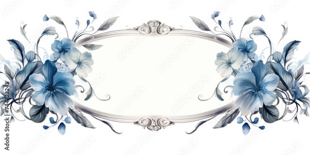 Vintage Baroque Card Frame with Ethereal Foliage and Delicate Watercolors