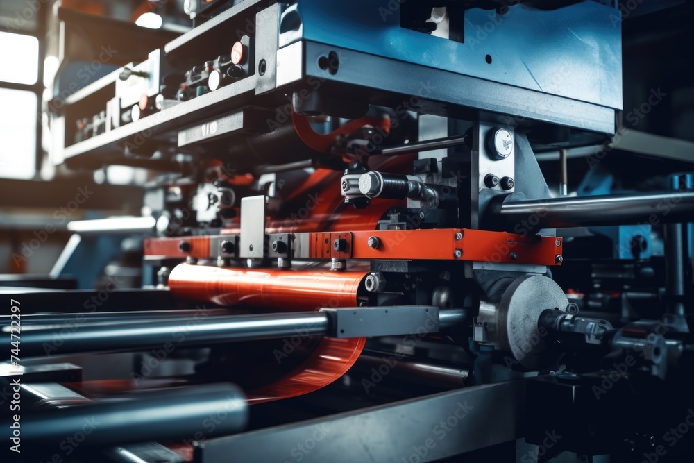 Naklejka premium A machine with a roll of paper, suitable for industrial and manufacturing concepts