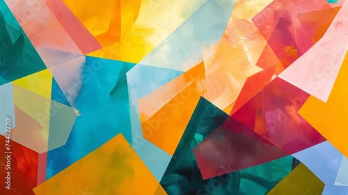 Colorful Geometric Abstract with Vibrant Triangles and Artistic Chaos