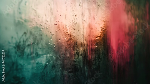 Soft focus art: Textured Raindrops on Glass with Vivid Backlight © SpiralStone