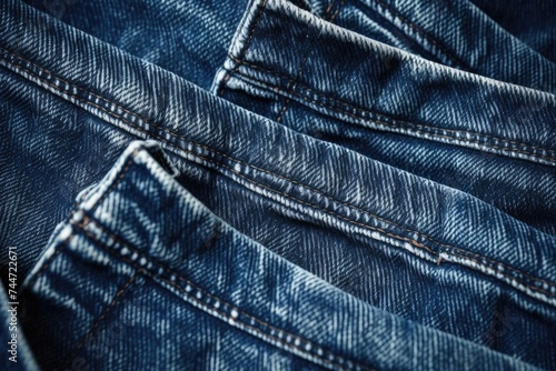 Close up of a pair of blue jeans, perfect for fashion or casual wear concepts
