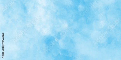 Abstract hand paint square stain watercolor background, watercolor abstract texture with white clouds and blue sky,  Light blue watercolor paper texture background with splashes. photo