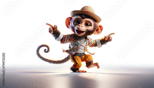 monkey dance isolated on white background