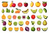 Assorted fruits on a clean white backdrop, perfect for healthy eating concepts