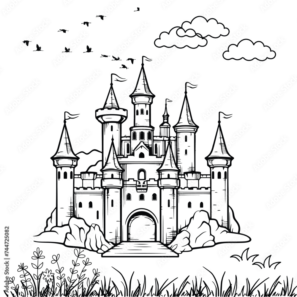 fairy tale castle, castle with cloud