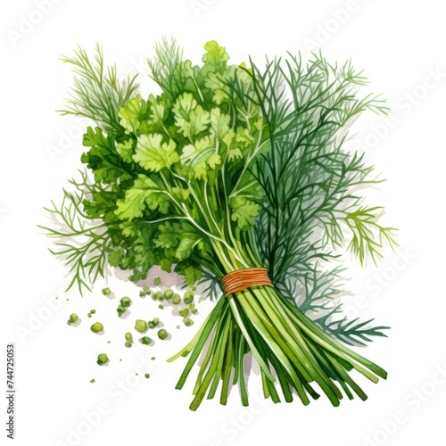 Watercolor Herbs and Spices Clipart Thyme and Dill Bundle