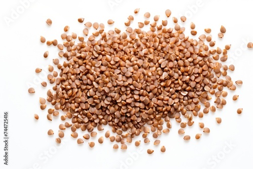 Brown lentil seeds on a white background, perfect for food and nutrition concepts
