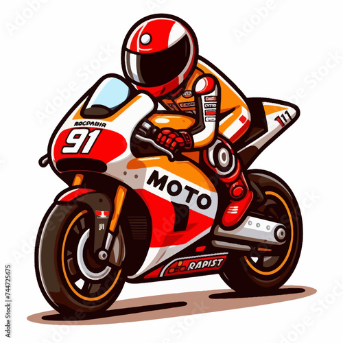 Vector Cartoon of Motor GP Racing