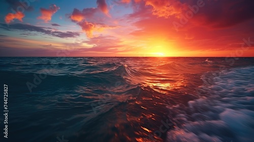Stunning sunset over the ocean, perfect for travel websites or relaxation concepts
