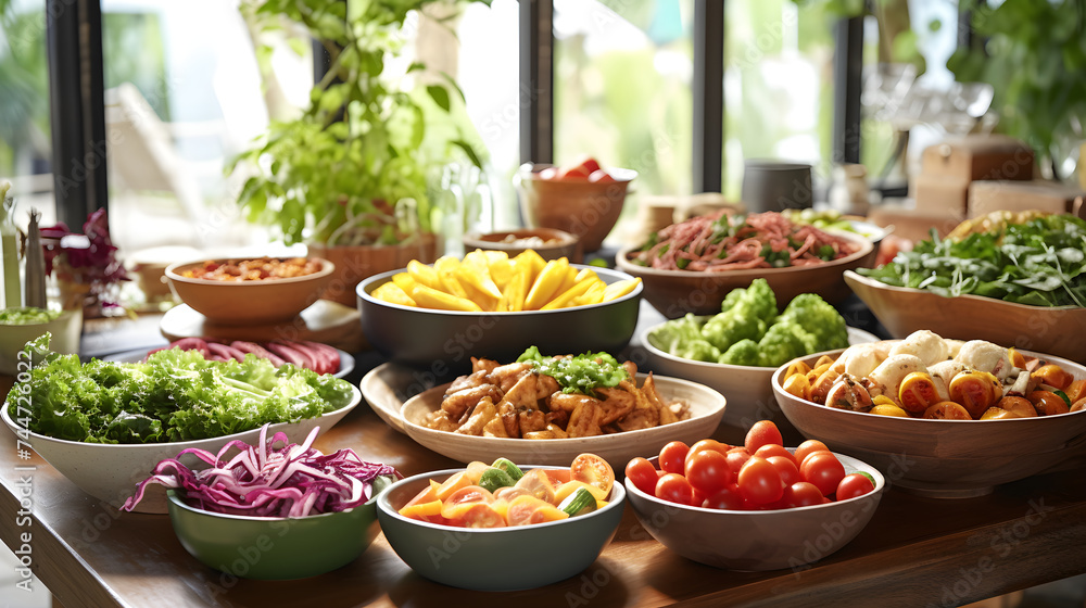 Gluten-Free Vegan Meal Spread Highlighting Fresh Organic Produce on a Rustic Setup