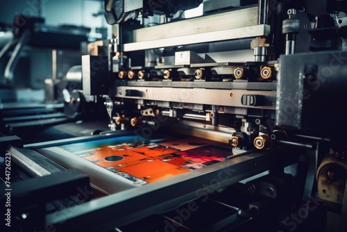 A machine printing a picture on a screen. Perfect for advertising and technology concepts