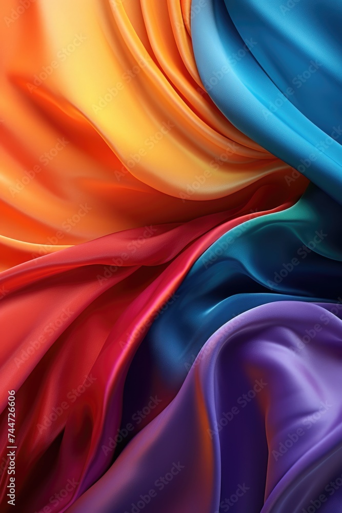 Close up view of vibrant and colorful fabric, perfect for textile background