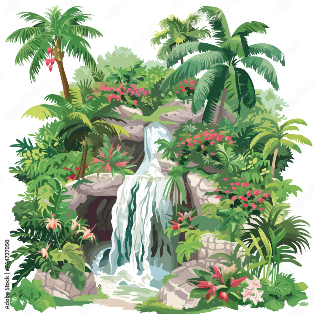 Fototapeta Tropical Jungle Landscape Design Elements and Object